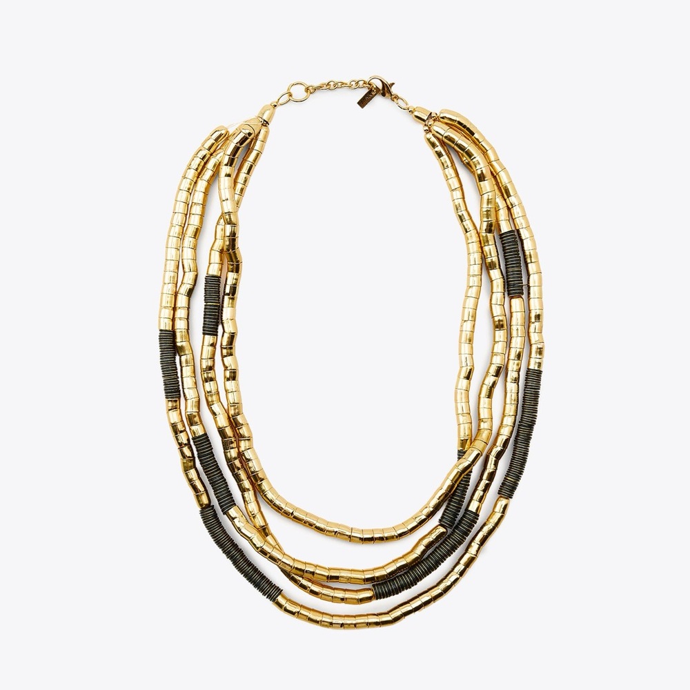 Gold and Black Multi-Strand Statement Necklace